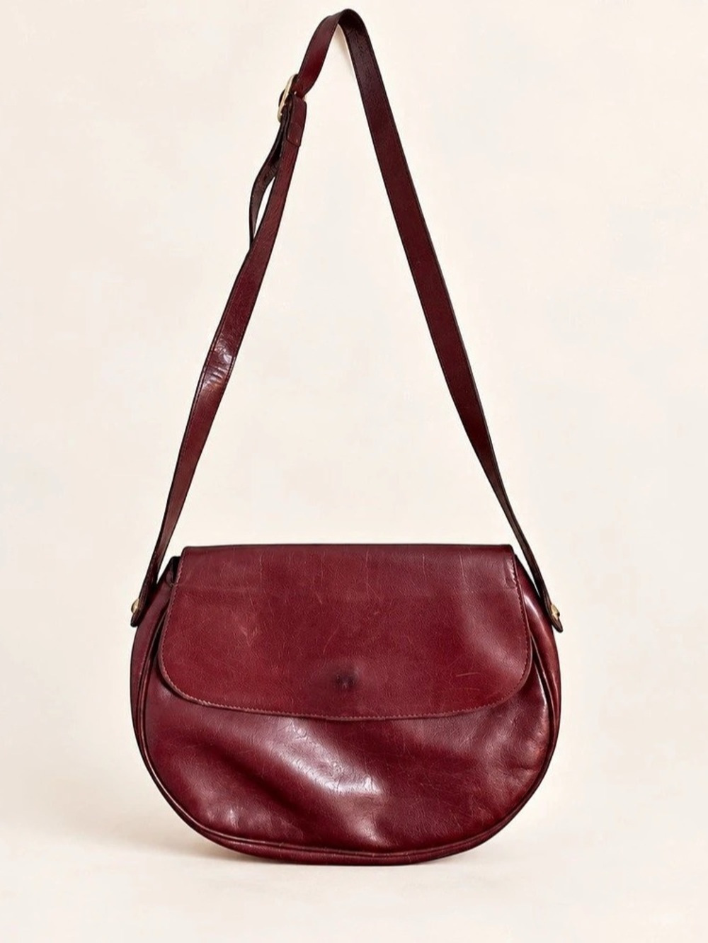 Vintage Salvatore Ferragamo Burgundy Leather Shoulder Bag Made in Italy